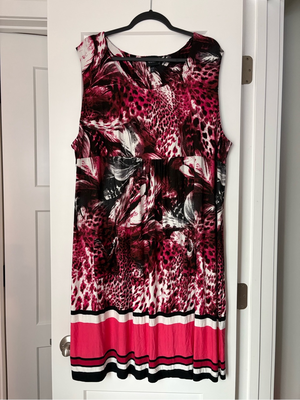 Ulla Popken Sleeveless Pink Animal-Print Midi Dress Curvy Size 24/26